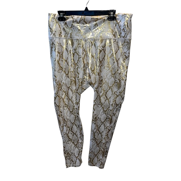 Fabletics Gold and White Snake Pattern Leggings - Picture 5 of 13